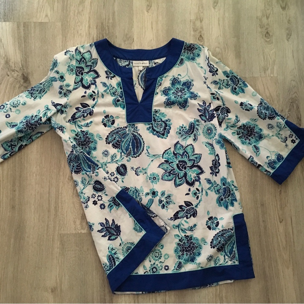 Fashion Bug Blue And White Floral Top